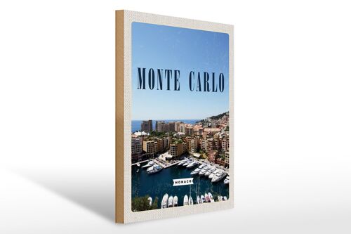 Holzschild Reise 30x40cm Monte Carlo Monaco Meer Urlaub