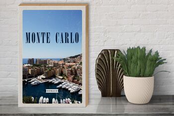 Panneau en bois voyage 30x40cm Monte Carlo Monaco vacances mer 3