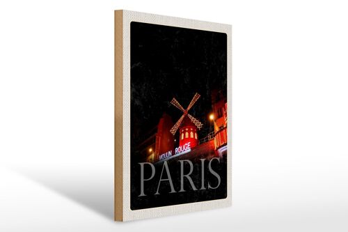 Holzschild Reise 30x40cm Moulin Rouge Paris Varietï¿½ Geschenk