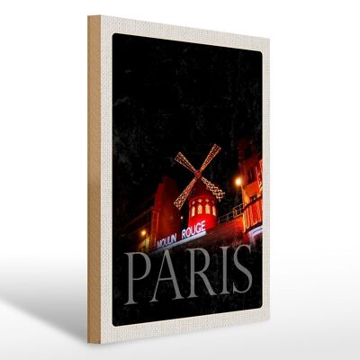 Holzschild Reise 30x40cm Moulin Rouge Paris Varietï¿½ Geschenk