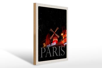 Panneau en bois voyage 30x40cm Moulin Rouge Paris Varietï¿½ cadeau 1