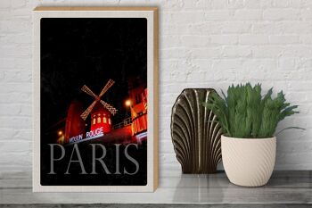 Panneau en bois voyage 30x40cm Moulin Rouge Paris Varietï¿½ cadeau 3