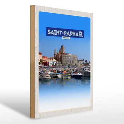 Cartello in legno da viaggio 30x40 cm Saint-Raphaël Francia porto barche