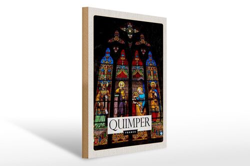 Holzschild Reise 30x40cm Quimper Saint Corentin Kathedrale