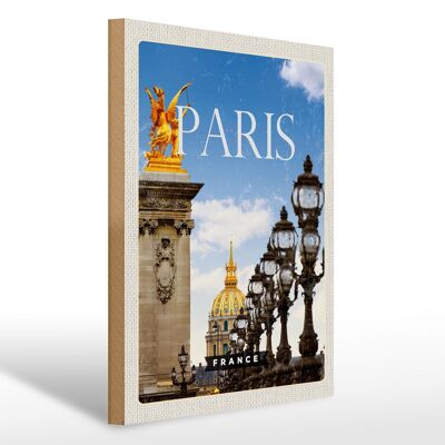 Holzschild Reise 30x40cm Retro Paris France Bild Geschenk