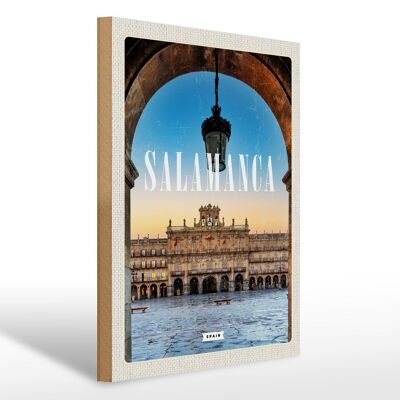 Panneau en bois voyage 30x40cm Salamanque Espagne architecture cadeau