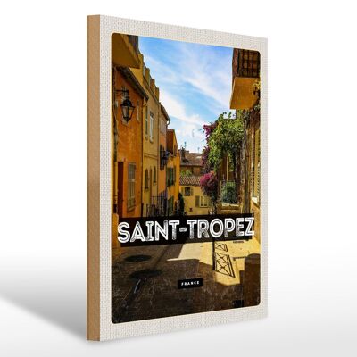 Cartello in legno da viaggio 30x40 cm Saint Tropez Francia regalo città portuale