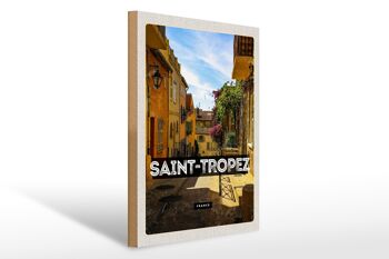 Panneau en bois voyage 30x40cm Saint Tropez France ville portuaire cadeau 1
