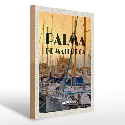 Holzschild Reise 30x40cm Palma de Mallorca Yachten Meer