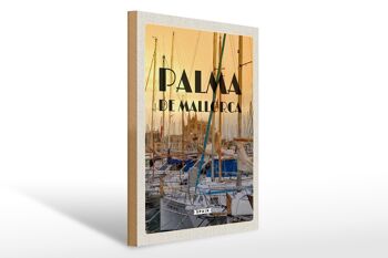 Panneau en bois voyage 30x40cm Palma de Majorque yachts mer 1