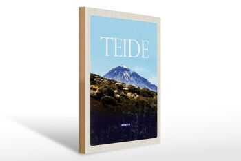 Panneau en bois voyage 30x40cm Rétro Teide Espagne bois de montagne la plus haute 1