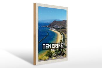 Panneau en bois voyage 30x40cm Tenerife Espagne panorama photo mer 1