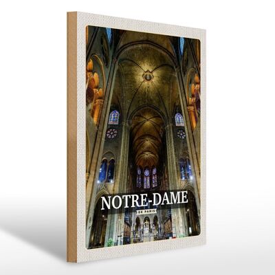 Wooden sign travel 30x40cm Notre Dame Paris Cathedral gift