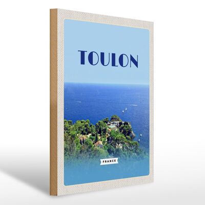 Cartel de madera de viaje 30x40cm Toulon Francia cartel de vacaciones en el mar