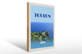 Panneau en bois voyage 30x40cm Toulon France affiche vacances mer 1