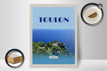 Panneau en bois voyage 30x40cm Toulon France affiche vacances mer 2