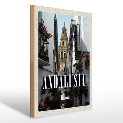 Wooden sign travel 30x40cm Andalusia Spain Spainen destination