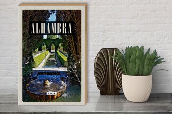 Panneau en bois voyage 30x40cm Alhambra Espagne nature 3