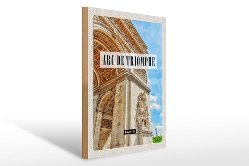 Holzschild Reise 30x40cm Arc de Triomphe Paris Reiseziel