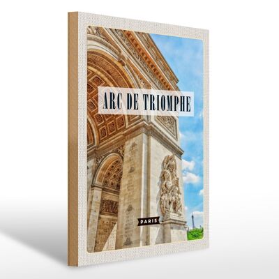 Cartel de madera viaje 30x40cm Arco de Triunfo París destino de viaje