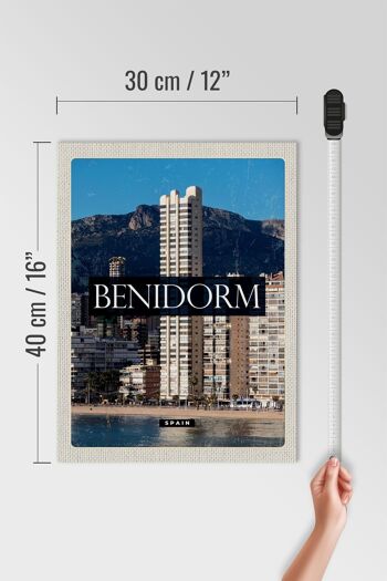 Panneau en bois voyage 30x40cm affiche panoramique Benidorm Espagne 4