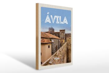 Panneau en bois voyage 30x40cm Avila Espagne Mur de la ville médiévale 1