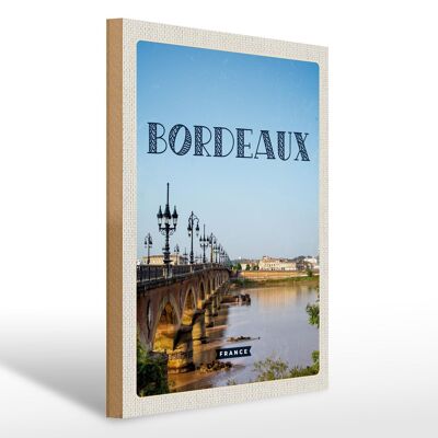 Cartello in legno da viaggio 30x40 cm Bordeaux Francia regalo destinazione viaggio