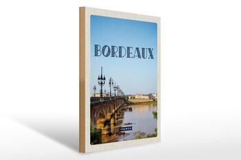 Panneau en bois voyage 30x40cm Bordeaux France destination voyage cadeau 1