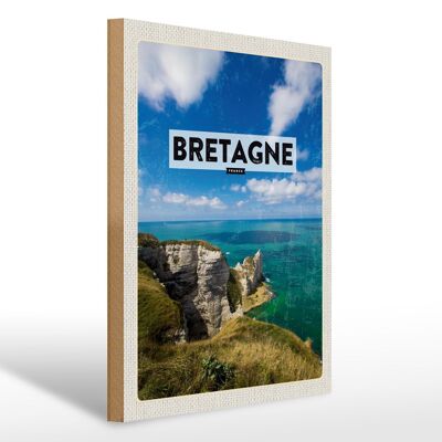 Panneau en bois voyage 30x40cm Bretagne France mer montagne vacances