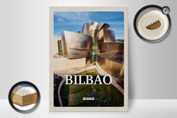 Panneau en bois voyage 30x40cm Bilbao Espagne ville portuaire lieu de vacances 2