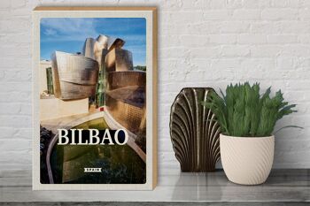 Panneau en bois voyage 30x40cm Bilbao Espagne ville portuaire lieu de vacances 3