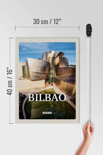 Panneau en bois voyage 30x40cm Bilbao Espagne ville portuaire lieu de vacances 4