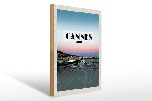 Holzschild Reise 30x40cm Cannes France Panorama Bild Urlaub