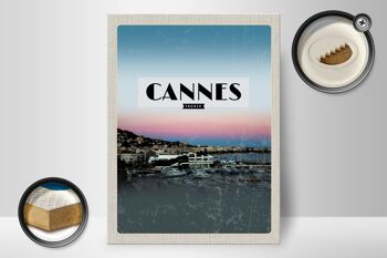 Panneau en bois voyage 30x40cm Cannes France panorama photo vacances 2