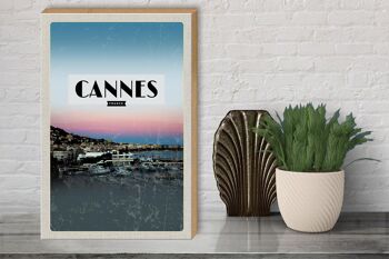 Panneau en bois voyage 30x40cm Cannes France panorama photo vacances 3