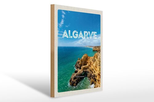 Holzschild Reise 30x40cm Algarve Portugal Meer Urlaub