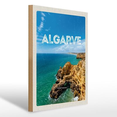 Cartel de madera viaje 30x40cm Algarve Portugal vacaciones en el mar