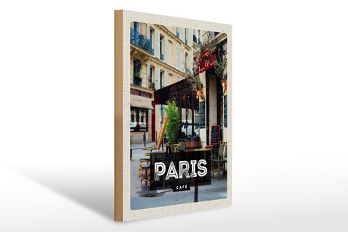 Holzschild Reise 30x40cm Paris Cafe Reiseziel Poster Geschenk