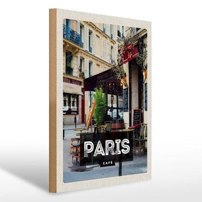 Cartello in legno da viaggio 30x40 cm Parigi Cafe destinazione poster regalo