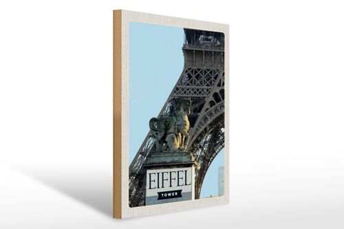 Holzschild Reise 30x40cm Eiffel Tower Paris Reiseziel Tourismus