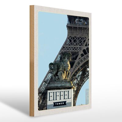Cartel de madera viaje 30x40cm Torre Eiffel París destino de viaje turismo