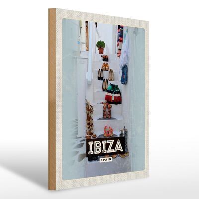 Cartel de madera viaje 30x40cm Ibiza España vacaciones mar regalo