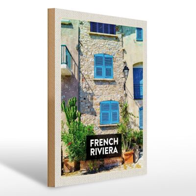 Cartel de madera viaje 30x40cm Riviera Francesa destino de viaje turismo