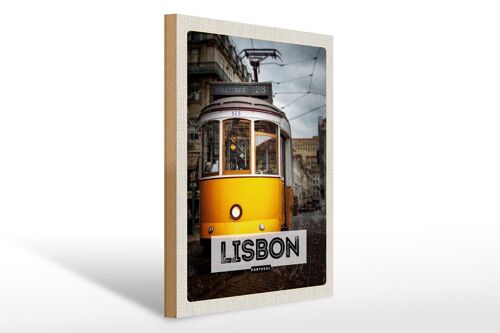Holzschild Reise 30x40cm Lisbon Portugal Straï¿½enbahn 28