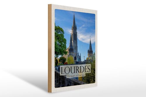 Holzschild Reise 30x40cm Sanctuaires Notre-Dame de Lourdes