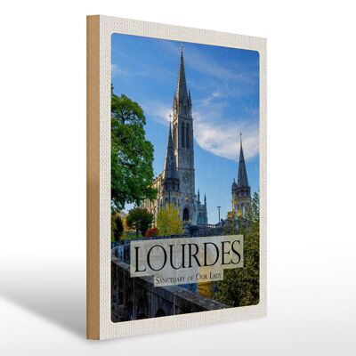 Cartello da viaggio in legno 30x40 cm Sanctuaires Notre-Dame de Lourdes