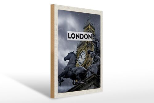 Holzschild Reise 30x40cm London Big Ben Queen Elizabeth Tower