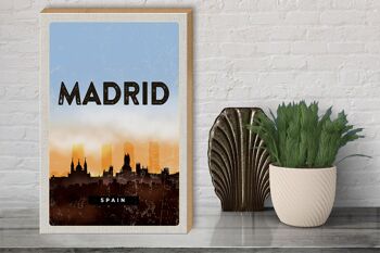 Panneau en bois de voyage 30x40cm, image pittoresque rétro de Madrid, Espagne 3