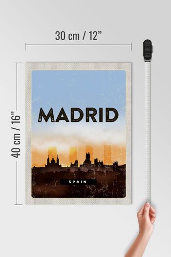 Panneau en bois de voyage 30x40cm, image pittoresque rétro de Madrid, Espagne 4