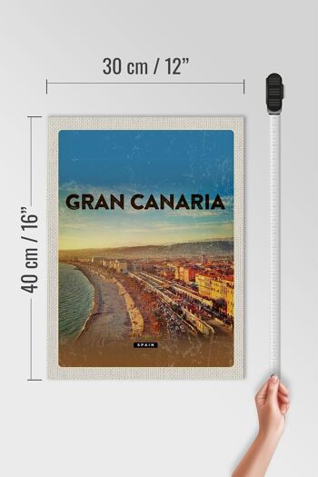 Panneau en bois voyage 30x40cm Gran Canaria Espagne vue mer panoramique 4